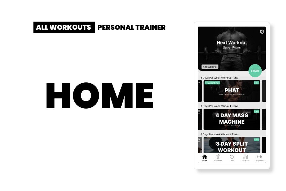 Muscle Building App Home Page